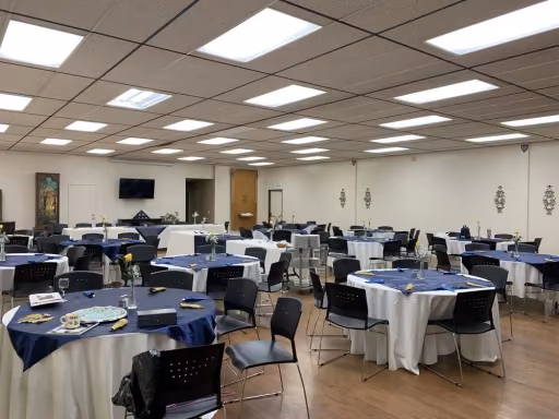 The Parish Hall set for a banquet